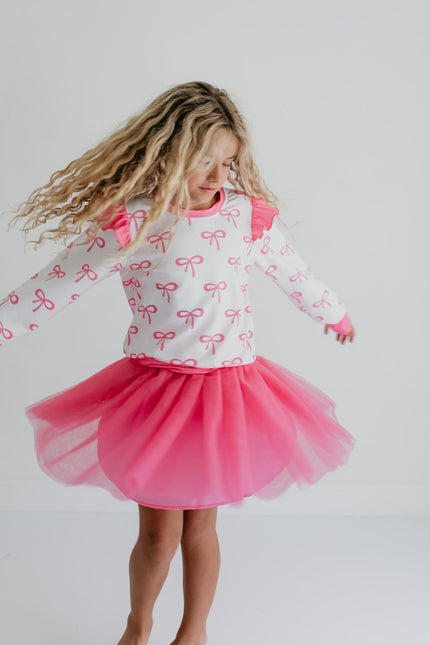 Hot Pink Bow Skirt Set