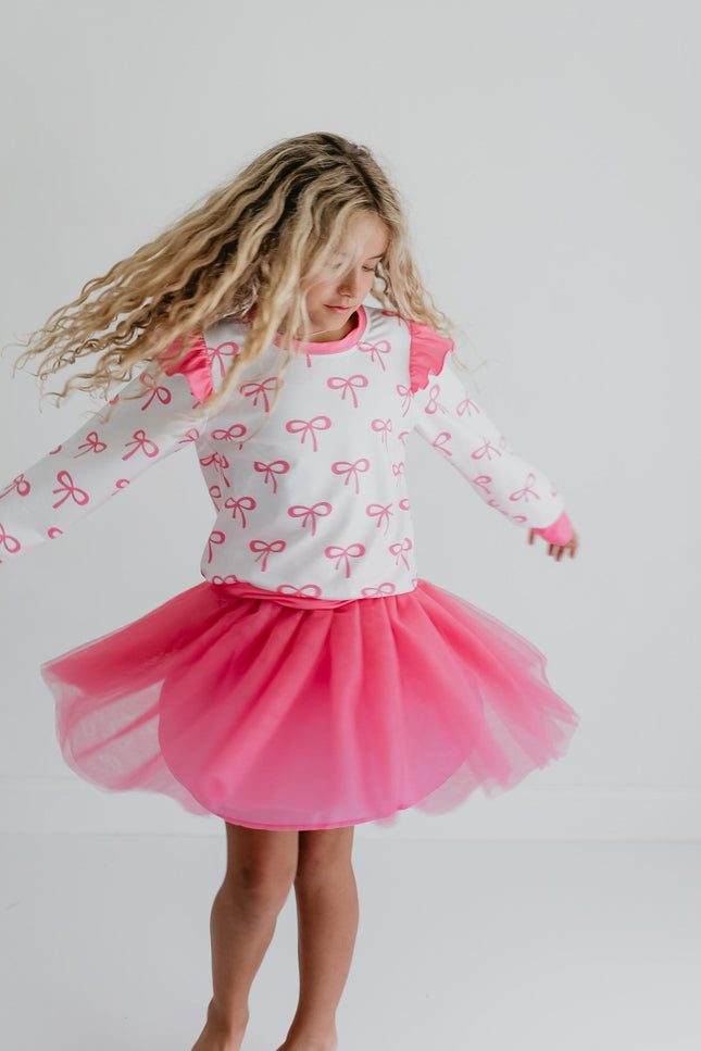 Hot Pink Bow Skirt Set