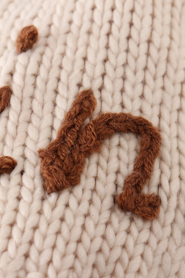 Hand embroidered pom pom beanie hat mommy&me