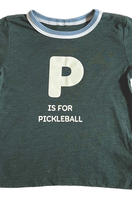P is for Pickleball Kid's Ringer T-Shirt
