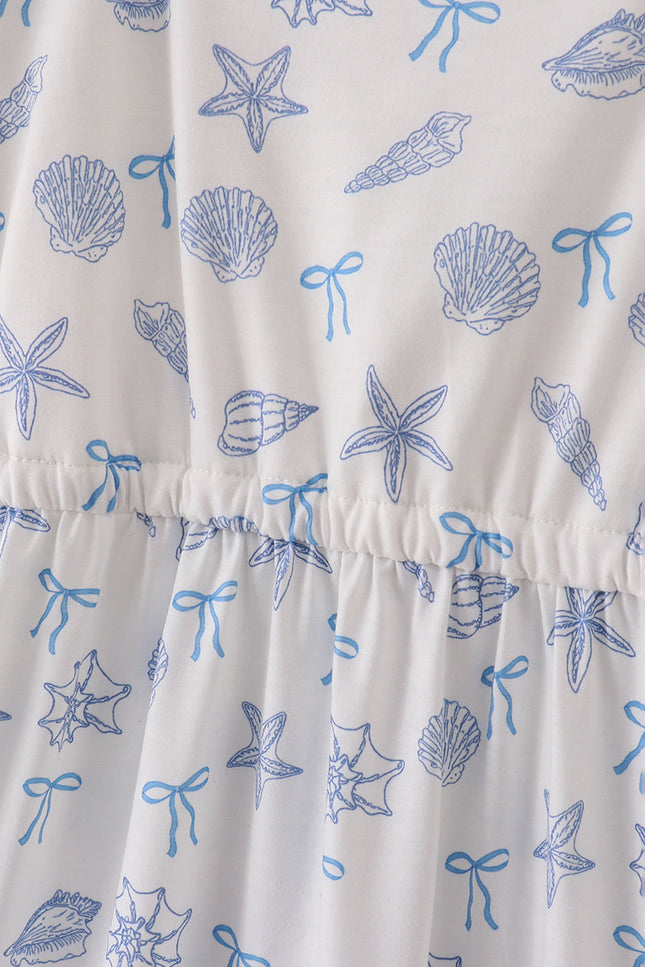 Blue seashell bow mom&me dress