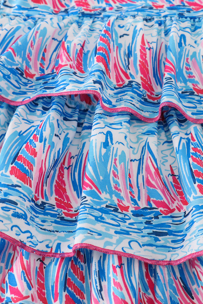 Blue sailboat serenade print mom&me dress