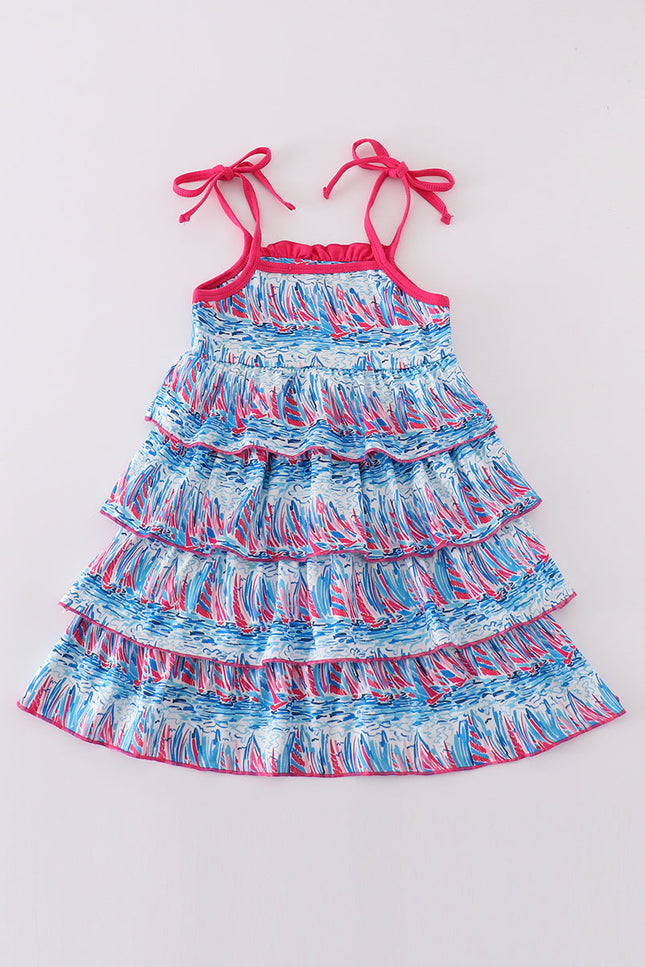 Blue sailboat serenade print mom&me dress