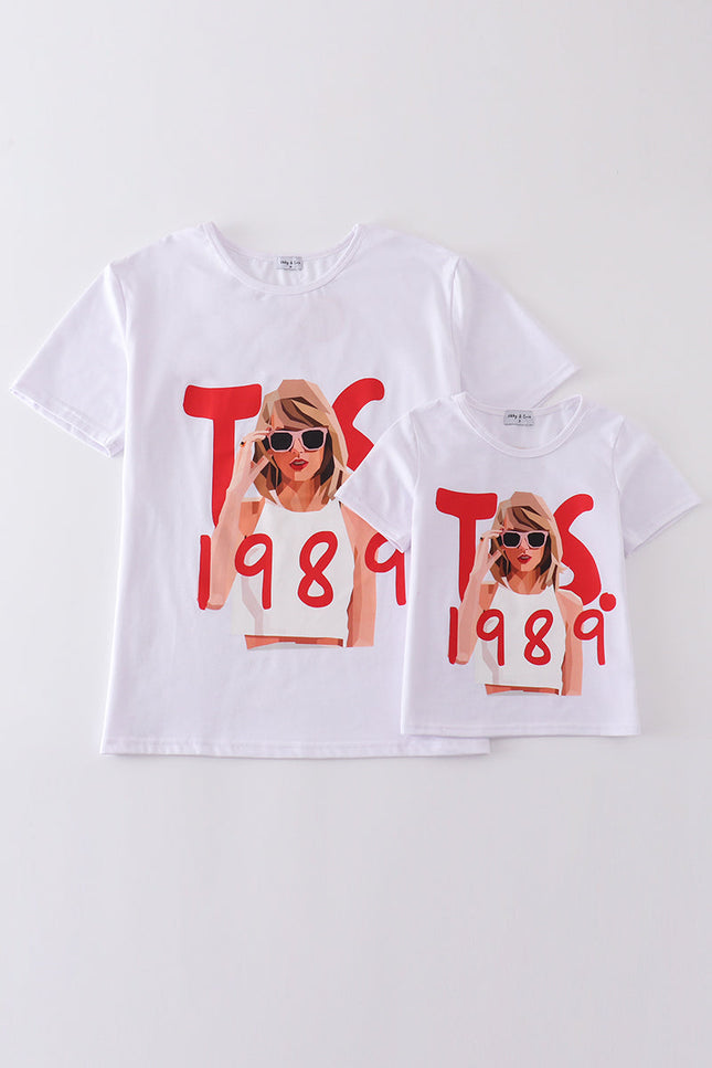 White music fan print mom&me top