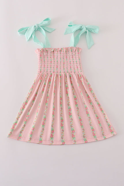 Pink floral smocked mom&me dress