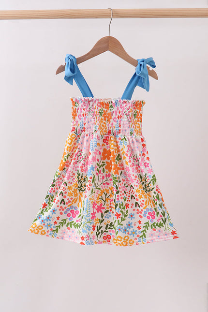 Summer floral print smocked mom&me dress