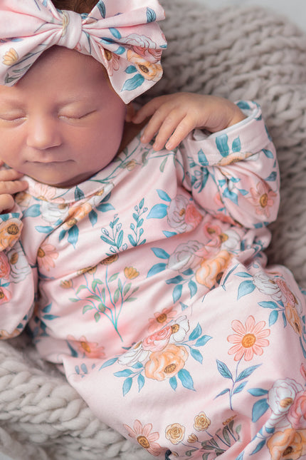 Pink Botanical Baby Gown