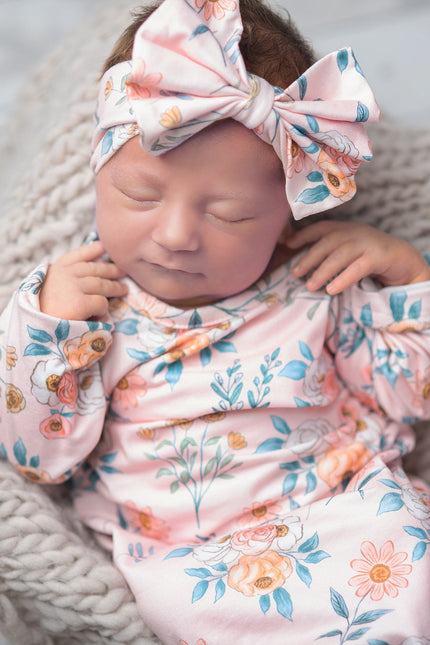 Pink Botanical Baby Gown