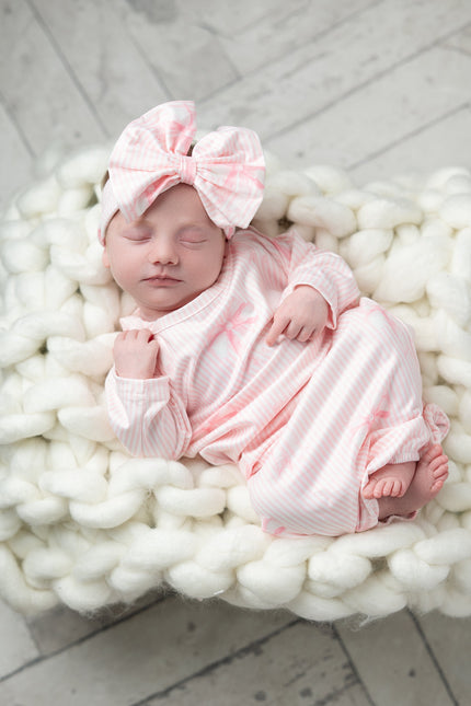 Pink Bows Baby Gown
