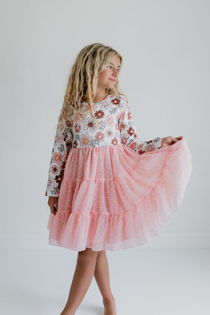 Pink Floral Tulle Dress