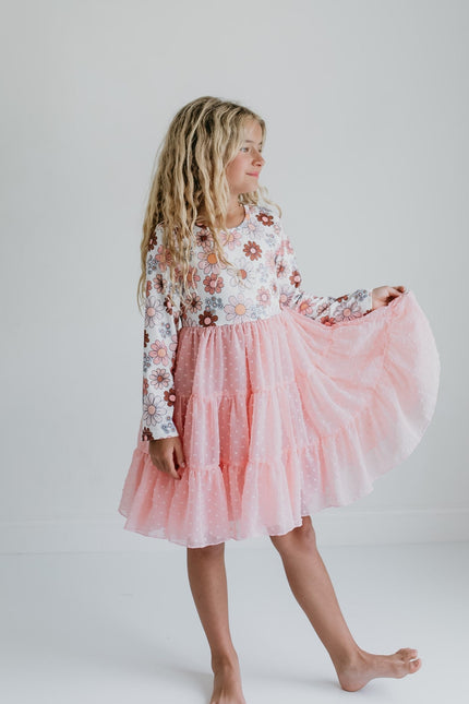 Pink Floral Tulle Dress