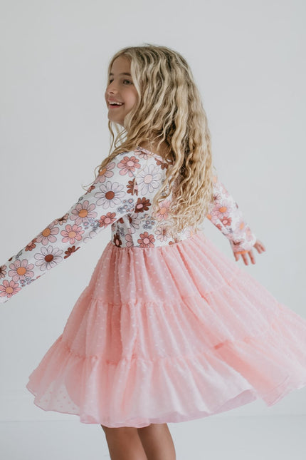 Pink Floral Tulle Dress