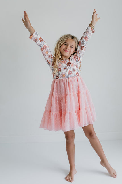 Pink Floral Tulle Dress