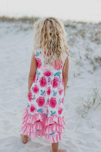 Pink Rose 3 Ruffle Dress