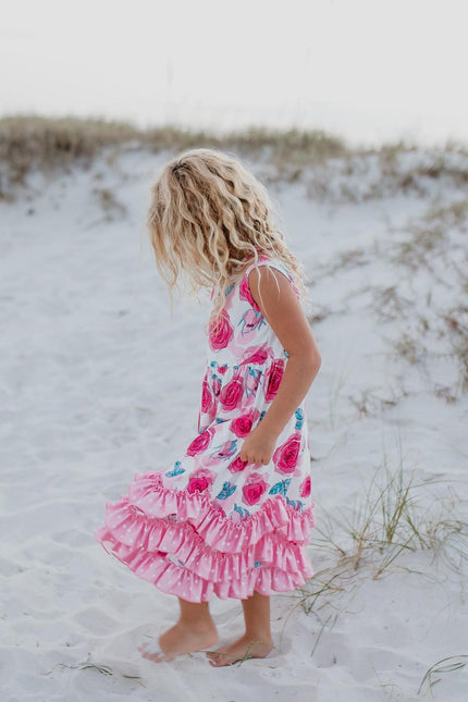 Pink Rose 3 Ruffle Dress