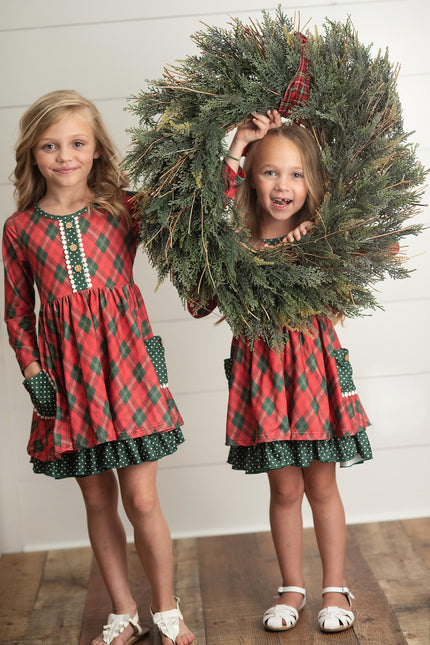 Red Green Plaid Dress