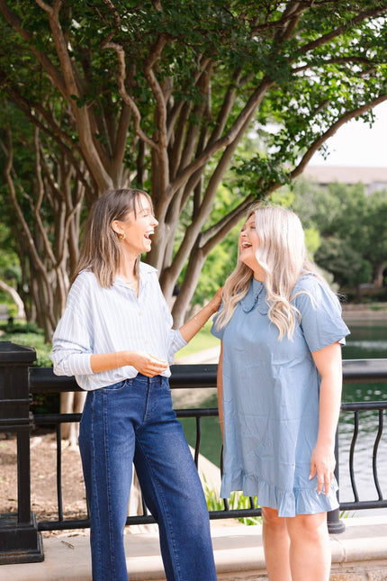 Chambray Dress with Wide Collar