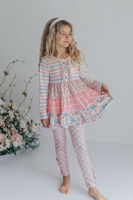 3 Tiered Sand Floral Pant Set
