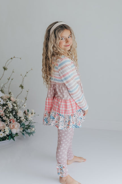 3 Tiered Sand Floral Pant Set