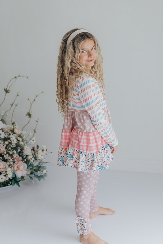 3 Tiered Sand Floral Pant Set