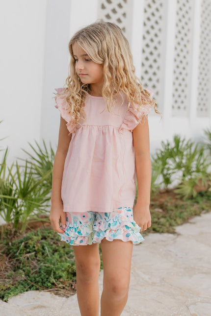Blush Pastel Floral Short Set