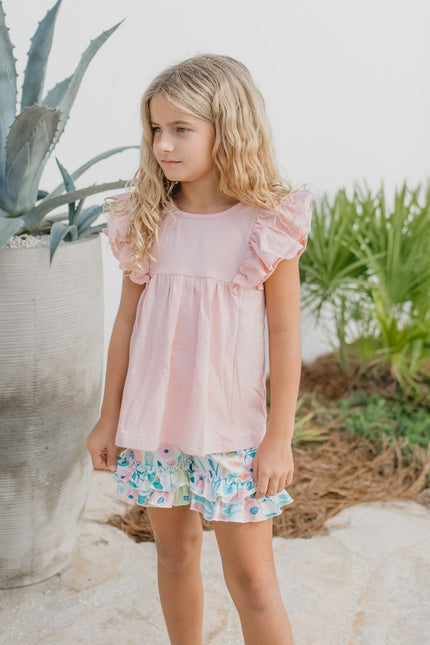 Blush Pastel Floral Short Set