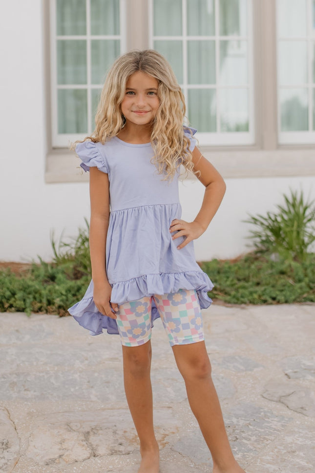 Periwinkle Check Hi-Lo Short Set
