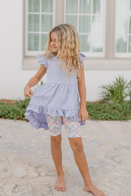 Periwinkle Check Hi-Lo Short Set