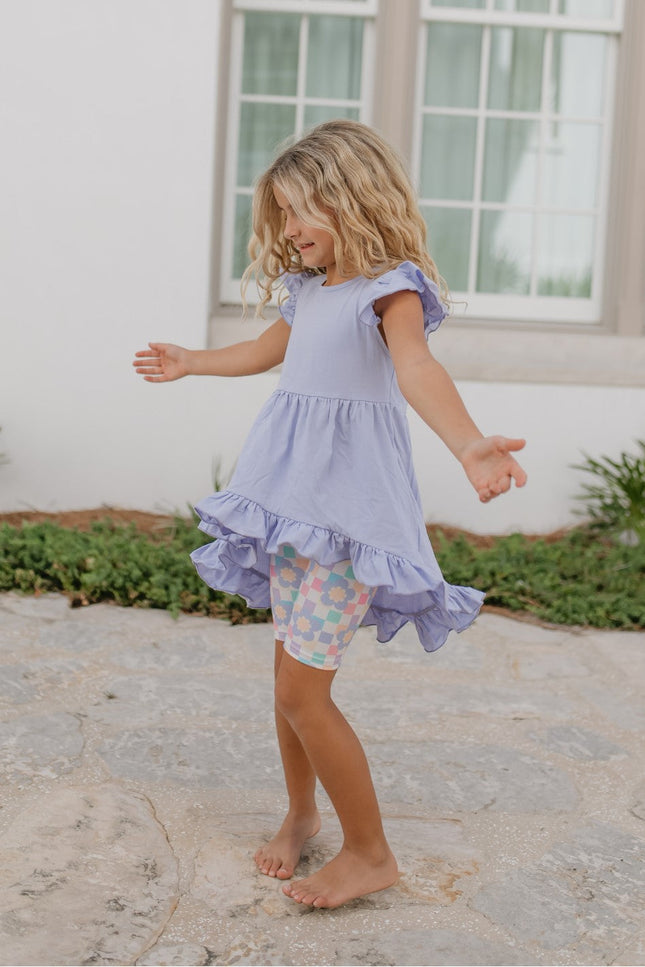 Periwinkle Check Hi-Lo Short Set