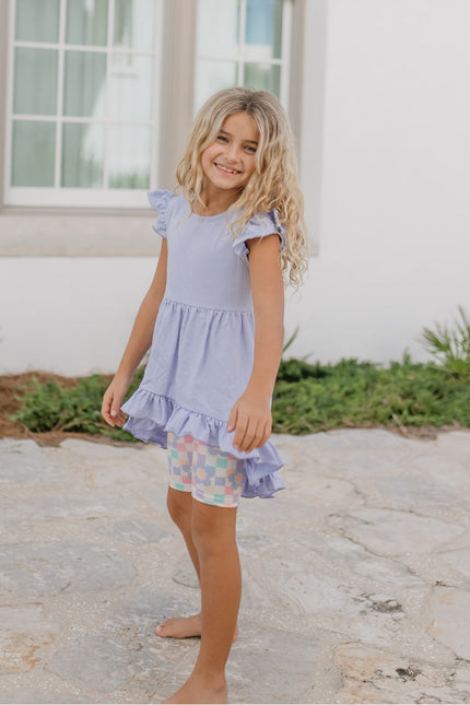Periwinkle Check Hi-Lo Short Set
