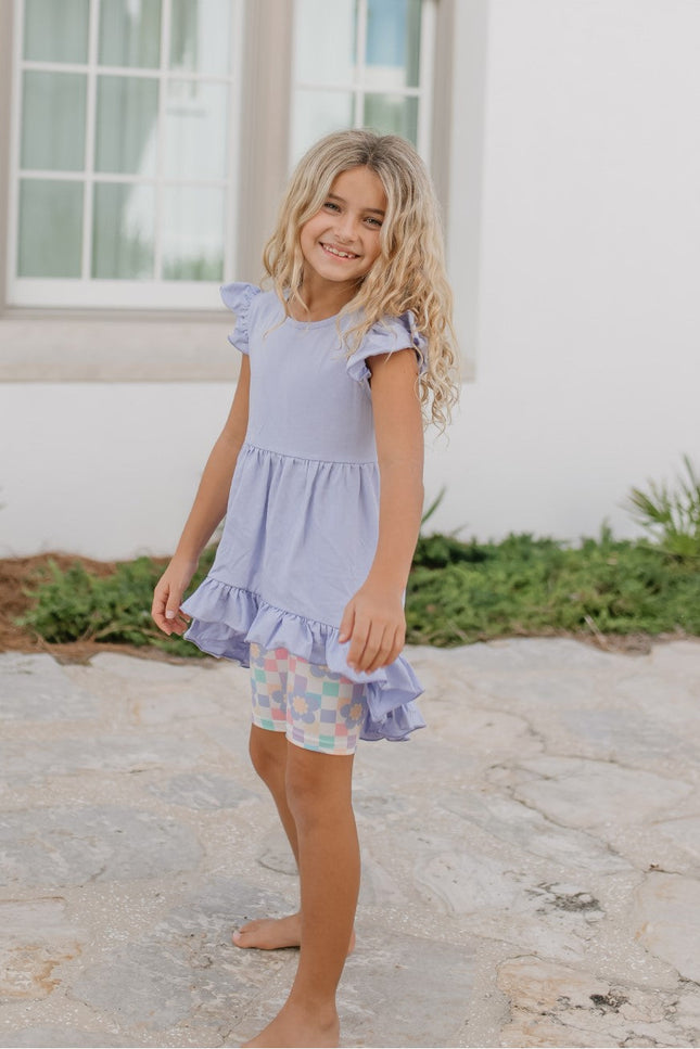 Periwinkle Check Hi-Lo Short Set