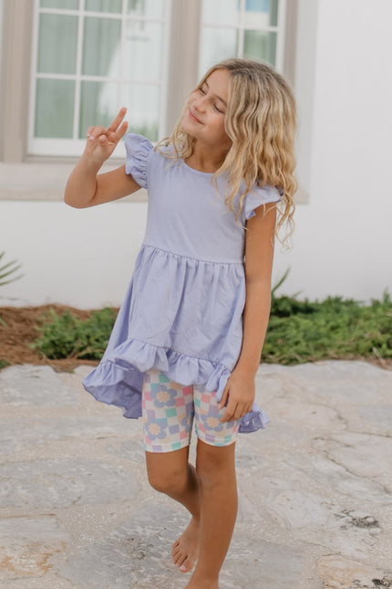 Periwinkle Check Hi-Lo Short Set