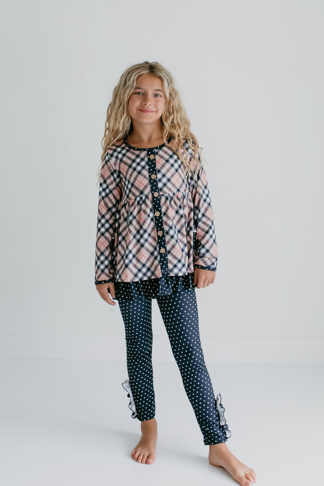 Tan Plaid Button Set