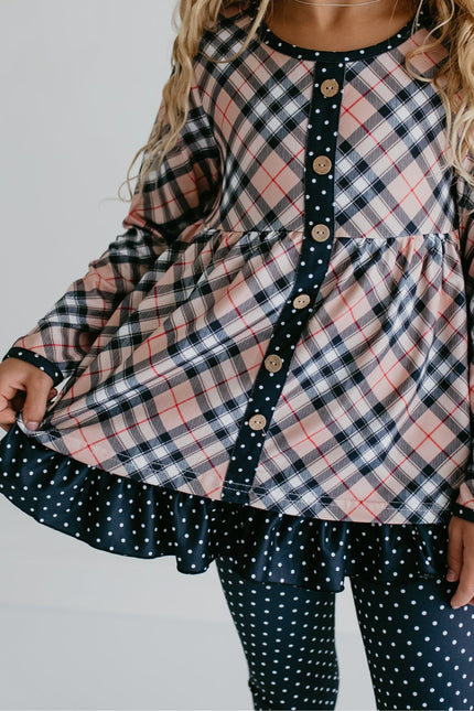 Tan Plaid Button Set