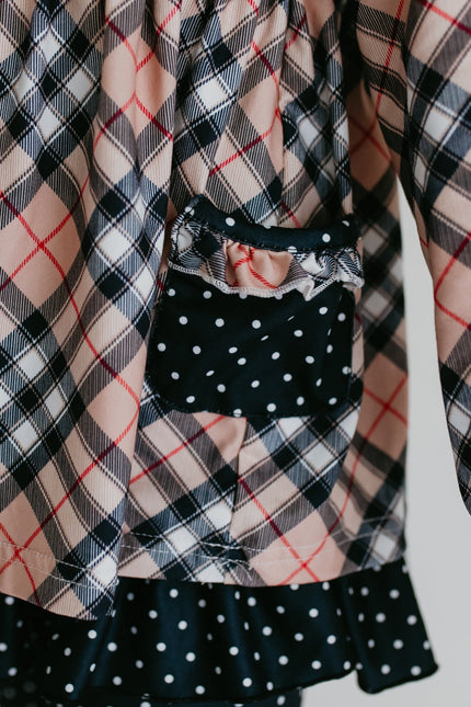 Tan Plaid Button Set