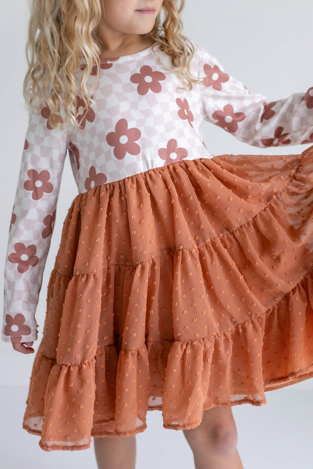 Taupe Swiss Dot Tulle Dress