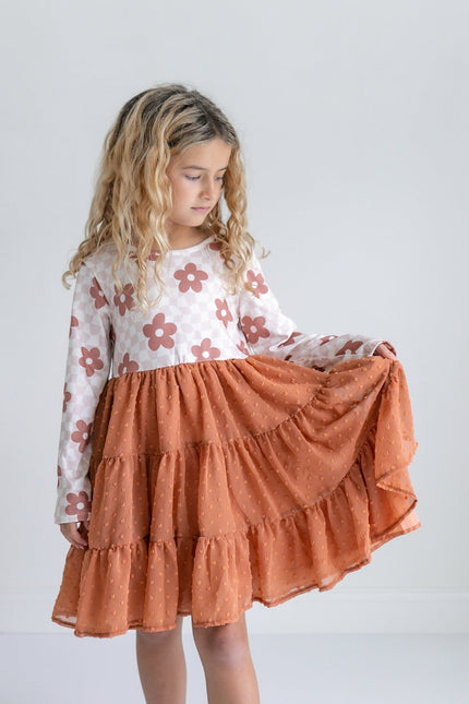 Taupe Swiss Dot Tulle Dress