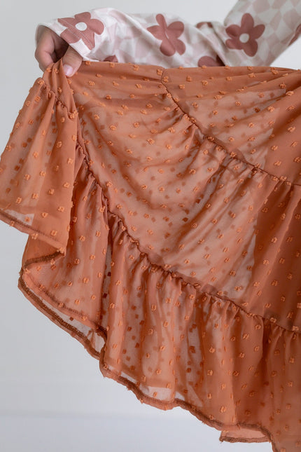Taupe Swiss Dot Tulle Dress