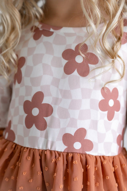 Taupe Swiss Dot Tulle Dress