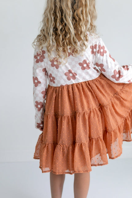 Taupe Swiss Dot Tulle Dress