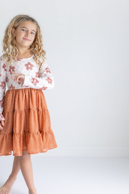 Taupe Swiss Dot Tulle Dress
