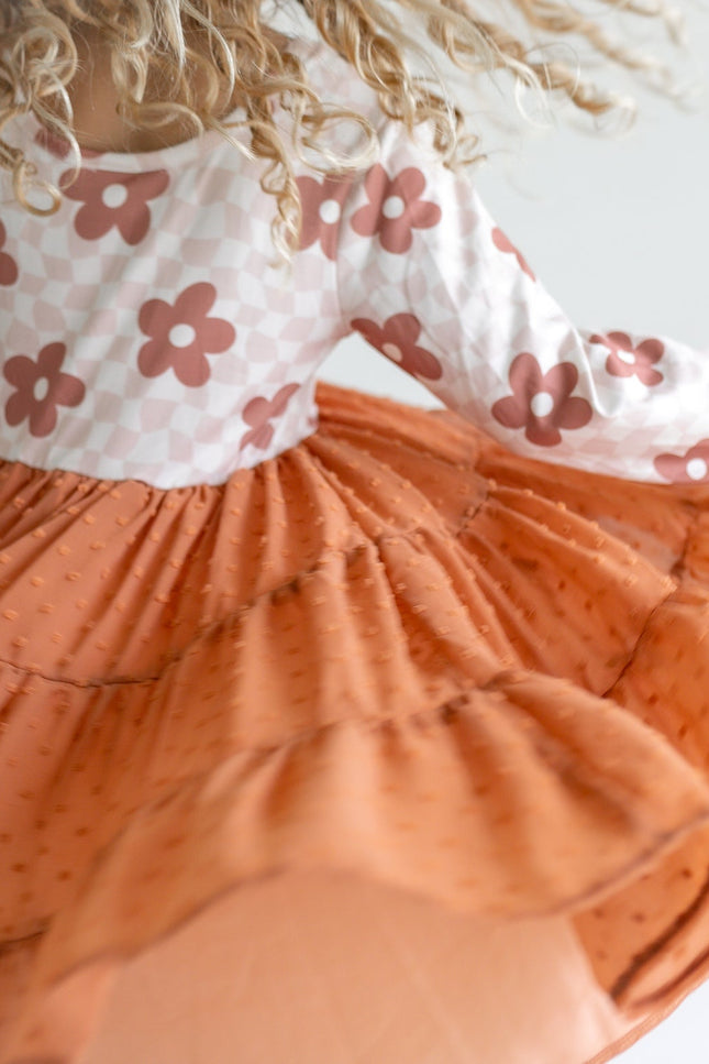 Taupe Swiss Dot Tulle Dress