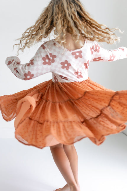 Taupe Swiss Dot Tulle Dress