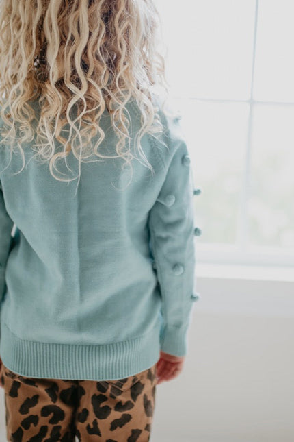 Teal Pom Sweater
