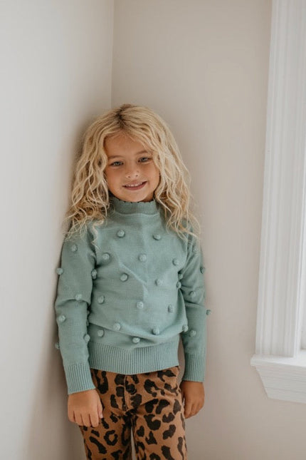 Teal Pom Sweater