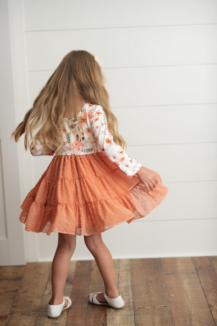 Rust Swiss Dot Tulle Dress