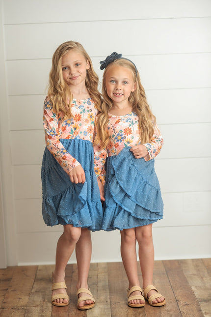 Tulle Teal Floral Dress