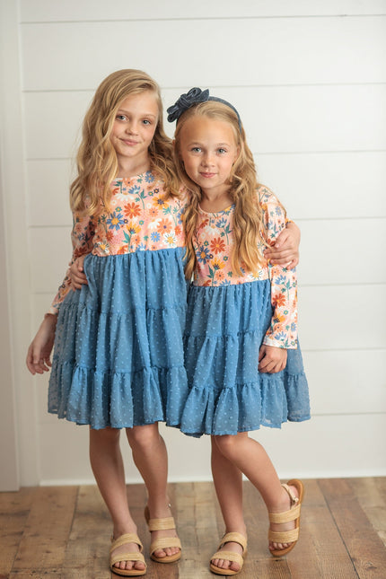 Tulle Teal Floral Dress