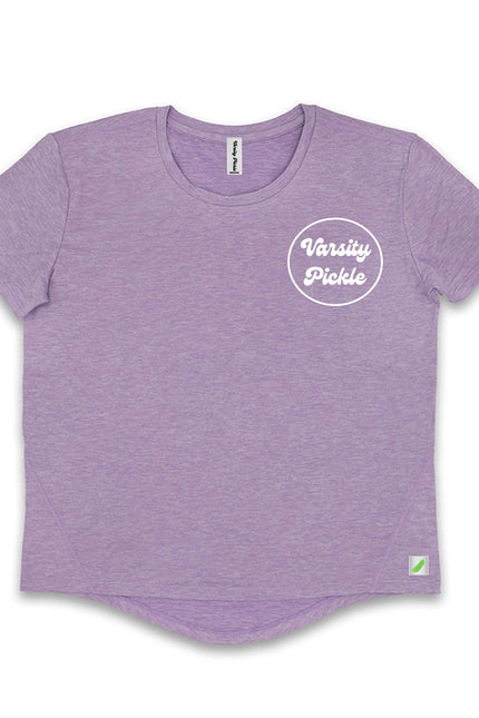 Varsity Pickle Women's Performance Tech Short Sleeve Shirt Circle Logo (Lilac)