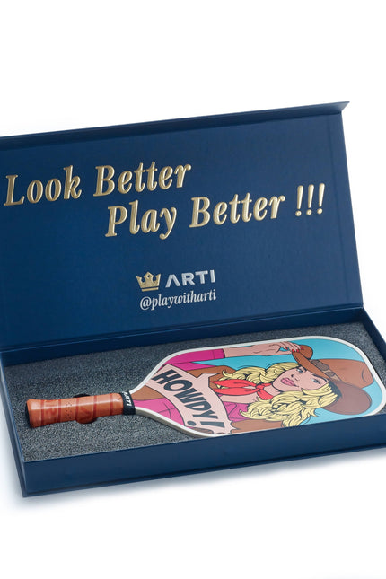ARTI 16mm T700 Carbon Fiber Kristen & Kristy "HOWDY" Pickleball Paddle - USA Pickleball Approved